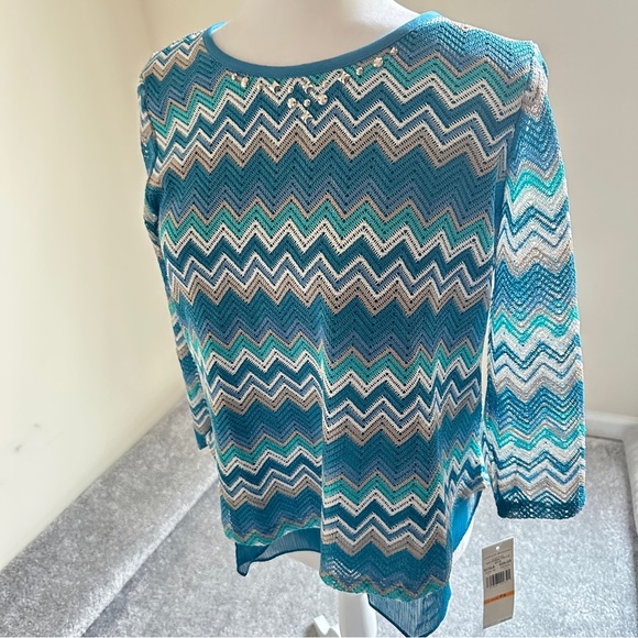 Alfred Dunner Victoria Falls Zigzag Knit Top Women’s Casual Size Small - Picture 4 of 9
